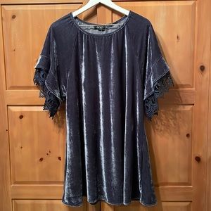 Medium Steel Blue Velvet Dress